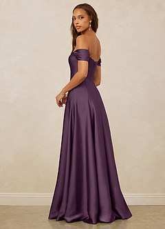 Christian Siriano Bridal for Azazie 1002 Bridesmaid Dresses Plum A-Line Off the Shoulder Stretch Satin Convertible Dress image3
