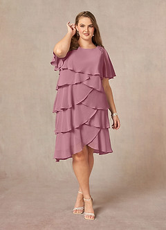 Azazie Rita Mother of the Bride Dresses Vintage Mauve A-Line Scoop Beaded Chiffon Dress image6