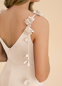 Azazie Gumdrop Junior White Alabaster Empire Pleated Stretch Satin Dress image6