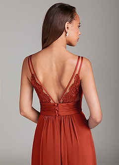Azazie Maren Allure Bridesmaid Dresses Rust A-Line Lace Stretch Satin Dress image2