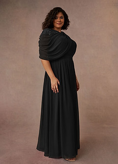 Azazie Olena Mother of the Bride Dresses Black A-Line Sequins Chiffon Dress image8