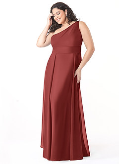 Azazie Dallas Bridesmaid Dresses Terracotta A-Line One Shoulder Chiffon Dress image8