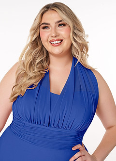 Azazie Fifi Jurken voor bruidsmeisjes Converteerbaar Jurk van Chiffon met A-Lijn Strapless Koningsblauw image16