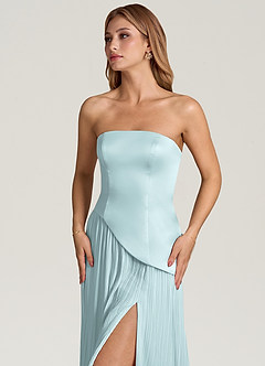 Azazie Tierney Robes de demoiselle d'honneur Robe Trapèze Convertible en Mousseline de soie Sans bretelle Brume image2