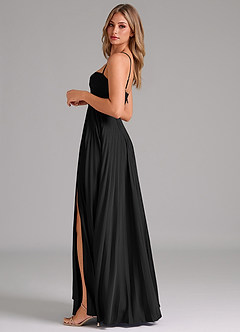 Azazie Tyla Bridesmaid Dresses Black A-Line Sweetheart Neckline Stretch Satin Dress image7