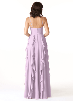 Azazie Peyton Bridesmaid Dresses Frosted Lilac A-Line Ruched Chiffon Dress image2