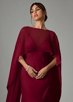 Azazie Stefania Bridesmaid Dresses Burgundy A-Line Stretch Satin Dress image5