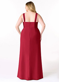 Azazie Denice Bridesmaid Dresses Scarlet Sheath Pleated Chiffon Dress image10
