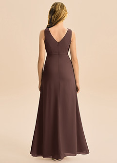 Azazie Floris Junior Vestido de Ganache de Gasa de Corte en A con Plisado image3