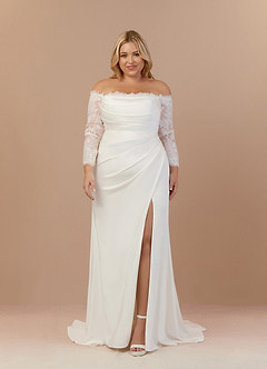 Azazie Onyx Wedding Dresses Diamond White Mermaid Sequins Crepe Back Satin Dress image7