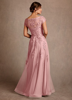 Azazie Jalinda Mother of the Bride Dresses Dusty Rose A-Line Lace Chiffon Dress image2