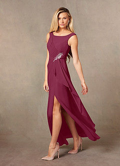 Azazie Yarrow Mother of the Bride Dresses Mulberry A-Line Pleated Chiffon Dress image5
