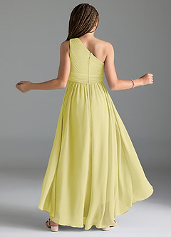 Azazie Mathilda Junior Robe Trapèze en Mousseline de soie Plissée Sorbet Citron image2