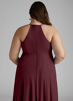 Azazie Annabelle Maternity Bridesmaid Dresses A-Line V-Neck Pleated Mesh Floor-Length Dress image10