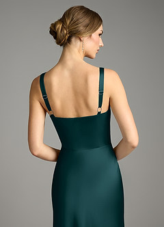 Azazie Alouette Bridesmaid Dresses Pine Mermaid Pleated Stretch Satin Dress image4