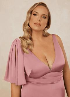 Christian Siriano Bridal for Azazie 1011 Bridesmaid Dresses Dusty Rose Mermaid Bow Stretch Satin Dress image14