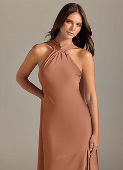 Azazie Kinsley Bridesmaid Dresses Bronzer Mermaid Side Slit Stretch Satin Dress image5