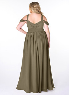 Azazie Lianne Bridesmaid Dresses Willow Green A-Line Off the Shoulder Chiffon Dress image8