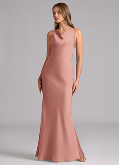 Azazie Allettie Bridesmaid Dresses Rosette Mermaid Stretch Satin Dress image5
