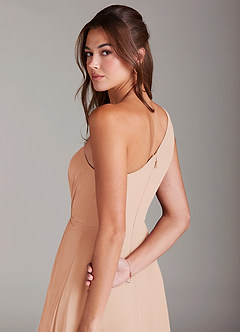 Azazie Brooke Bridesmaid Dresses English Rose A-Line One Shoulder Chiffon Dress image2