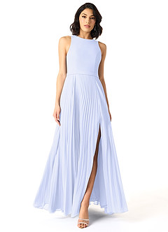 Azazie Lindie Bridesmaid Dresses Lavender A-Line Scoop Pleated Chiffon Dress image1