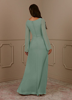 Azazie Belinda Abiti per la Madre della Sposa Abito A-Line in Chiffon con Scollo a V a Pieghe Salvia Argentata image2