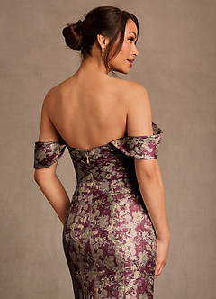 Azazie Nettie Brudens mor kjoler Havfrue Off the shoulder Jacquard Gulv-længde Kjole image6