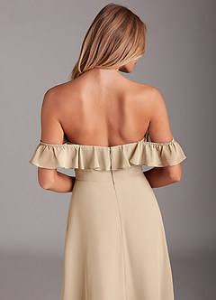 Azazie Lyra Bridesmaid Dresses Champagne A-Line Chiffon Convertible Dress image8