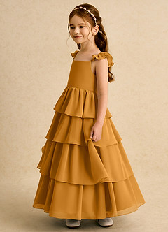 Azazie Boba vestidos de niña de las flores Vestido de Caramelo de Gasa de Corte En A con Escote Cuadrado image7