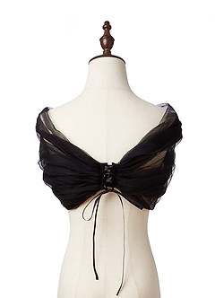 front Cinched Tulle Evening Stole