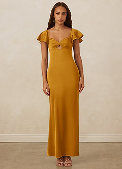 Christian Siriano Bridal for Azazie 1005 Brautjungfernkleider Etui Herzausschnitt Stretch-Satin Kleid Butterscotch image1