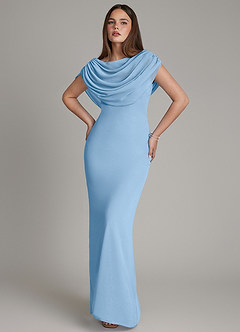 Azazie Hadley Bridesmaid Dresses Powder Blue Mermaid Pleated Chiffon Dress image10