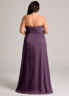 Azazie Wren Bridesmaid Dresses Plum A-Line Strapless Stretch Satin Convertible Dress image9