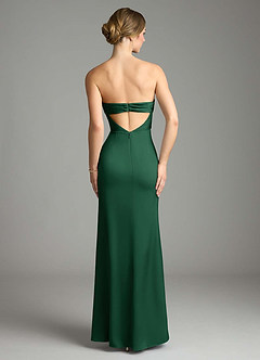 Azazie Leonis Bridesmaid Dresses Dark Green Mermaid Pleated Stretch Satin Convertible Dress image2