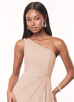 Azazie Liza Bridesmaid Dresses English Rose Mermaid One Shoulder Chiffon Dress image5
