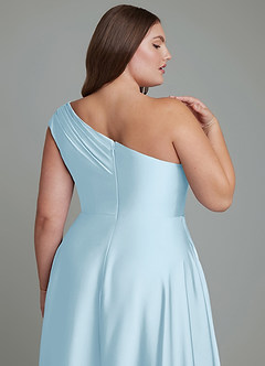 Azazie Melanie Brudtärnklänningar Klänning av A-linje i Stretch Satin Off the shoulder Himmelsblå image13