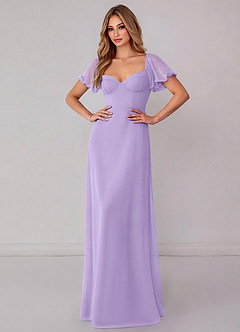 Azazie Fatima Bridesmaid Dresses Lilac A-Line with Pockets Chiffon Dress image2