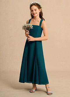 Azazie Tater Junior Formal vestidos de niña de las flores Vestido de Pino de Gasa de Corte En A con Plisado image6