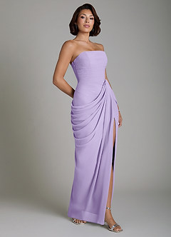 Azazie Nyra Bridesmaid Dresses Lilac Sheath Corset Chiffon Dress image7
