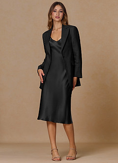front Belicia Black 100% Linen 2-Piece Suit