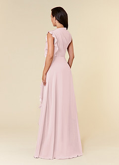 Azazie Narine Abiti per la Madre della Sposa Abito A-Line in Chiffon con Scollo Alto a Pieghe Rosa Rossore image4