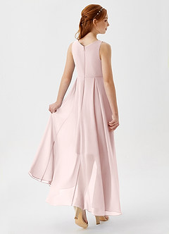Azazie Lizette Junior Blushing Pink A-Line Pleated Chiffon Dress image2