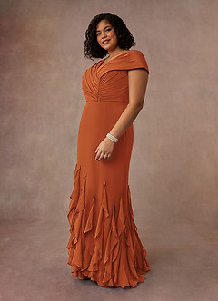 Azazie Bailora Vestidos para mãe da noiva Vestir Canela de Chiffon de sereia com Ruched image7