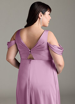 Azazie Rhea Brautjungfernkleider für Schwangere A-Linie Schulternfrei Gefaltet Stretch-Satin Bodenlänge Kleid image13