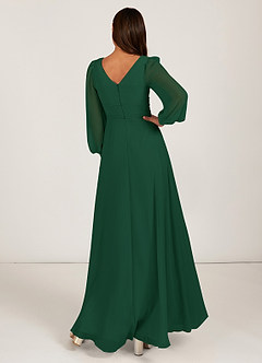 Azazie Sage Bridesmaid Dresses A-Line Long Sleeve Chiffon Floor-Length Dress image4