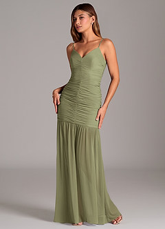 Azazie Aimie Bridesmaid Dresses Pistachio Mermaid Mesh Dress image5