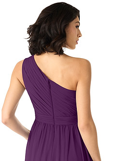 Azazie Mathilda Bridesmaid Dresses Grape A-Line One Shoulder Chiffon Dress image5