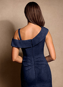 Azazie Hamptons Mother of the Bride Dresses Dark Navy A-Line Pleated Floral Burnout Dress image7
