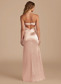 Azazie Leonis Bridesmaid Dresses English Rose Mermaid Pleated Metallic Satin Convertible Dress image6