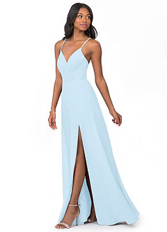 Azazie Everleigh Bridesmaid Dresses Sky Blue A-Line Sweetheart Pleated Chiffon Dress image6